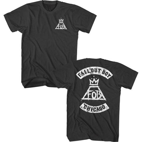 Fall Out Boy - Logo Chicago Logo Smoke Short Sleeve Adult Front and Back print T-Shirt tee - Coastline Mall