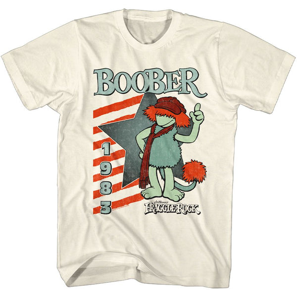 Fraggle Rock - Boober Star Logo Natural Short Sleeve Adult T-Shirt tee - Coastline Mall