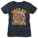 Jim Henson's Fraggle Rock - Rock On Logo Navy Heather Short Sleeve Ladies T-Shirt tee - Coastline Mall