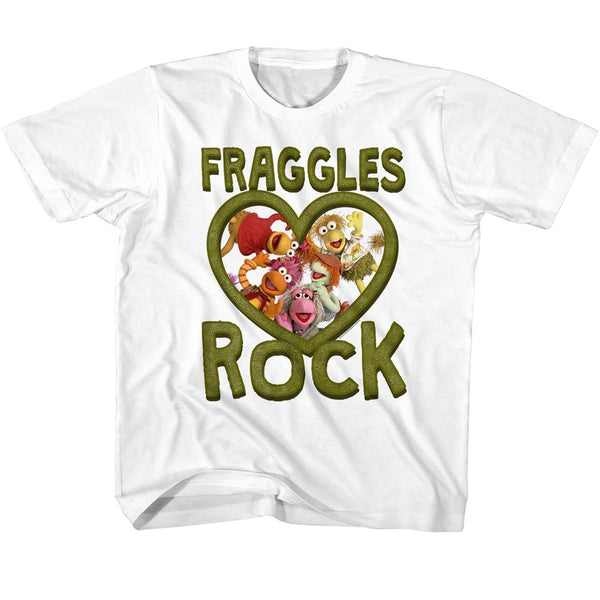 Jim Henson's Fraggle Rock - Fraggles Rock Logo White Short Sleeve Toddler-Youth T-Shirt tee - Coastline Mall