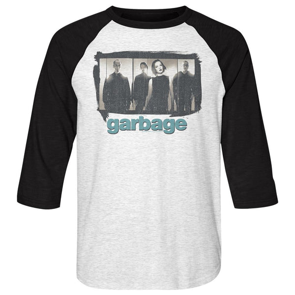 Garbage-Garbage Panels-White Heather/Vintage Black Adult 3/4 Sleeve Raglan - Coastline Mall