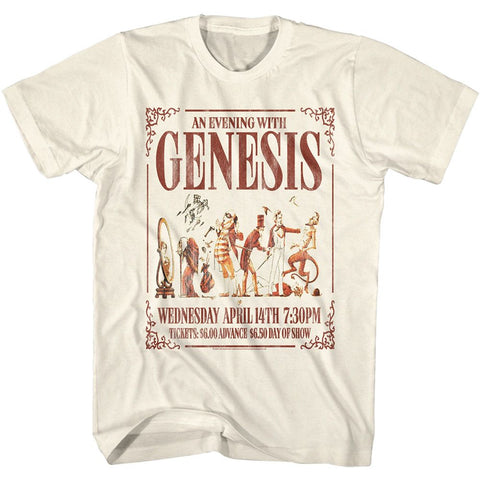 Genesis - Evening With Genesis Poster Logo Natural Short Sleeve Adult T-Shirt