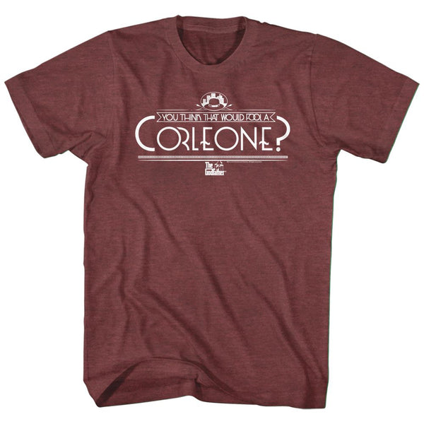 Godfather-Fool A Corleone-Vintage Maroon Heather Adult S/S Tshirt - Coastline Mall