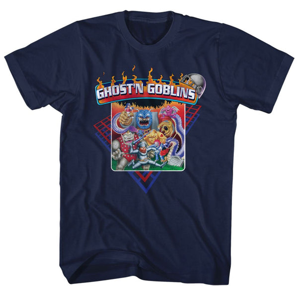 Ghosts 'N Goblins-Ghost'N-Navy Adult S/S Tshirt - Coastline Mall