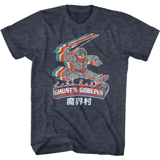 Ghost'N Goblins-Color Trail-Navy Heather Adult S/S Tshirt | Clothing, Shoes & Accessories:Men's Clothing:T-Shirts - Coastline Mall