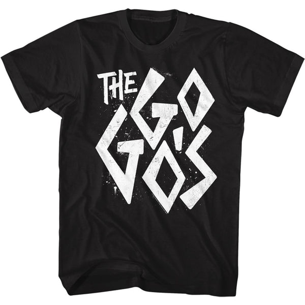 The Go Go's - Distress Logo Black Adult Short Sleeve T-Shirt tee - Coastline Mall