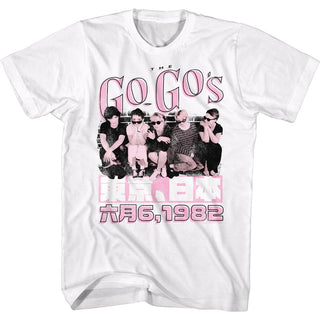 The Go Go's - Japan 1982 Logo White Adult Short Sleeve T-Shirt tee - Coastline Mall