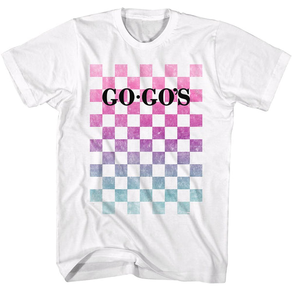 The Go Go's - Checkered | White S/S Adult T-Shirt | Clothing, Shoes & Accessories:Adult Unisex Clothing:T-Shirts - Coastline Mall