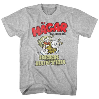 Hagar The Horrible-Beer Hunter-Gray Heather Adult S/S Tshirt - Coastline Mall