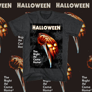 Halloween - The Night He Came Home Logo Black Heather Adult Short Sleeve T-Shirt tee - Coastline Mall