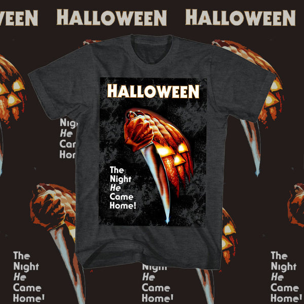 Halloween - The Night He Came Home Logo Black Heather Adult Short Sleeve T-Shirt tee - Coastline Mall