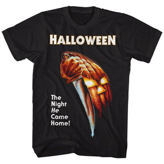 Halloween - The Night He Came Home Logo Black Adult Short Sleeve T-Shirt tee - Coastline Mall