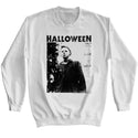 Halloween-Halloween Watching Big Title-White Adult L/S Sweatshirt - Coastline Mall