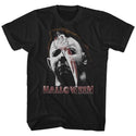 Halloween - Mask & Knife Logo Black Adult Short Sleeve T-Shirt tee - Coastline Mall