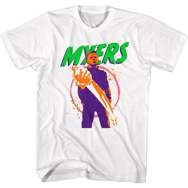 Halloween-Colorful Myers-White Adult S/S Tshirt - Coastline Mall