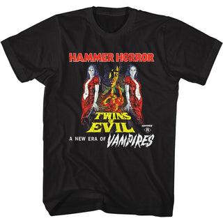 Hammer Horror - Twins Of Evil Poster | Black Short Sleeve Adult T-Shirt from Coastline Mall