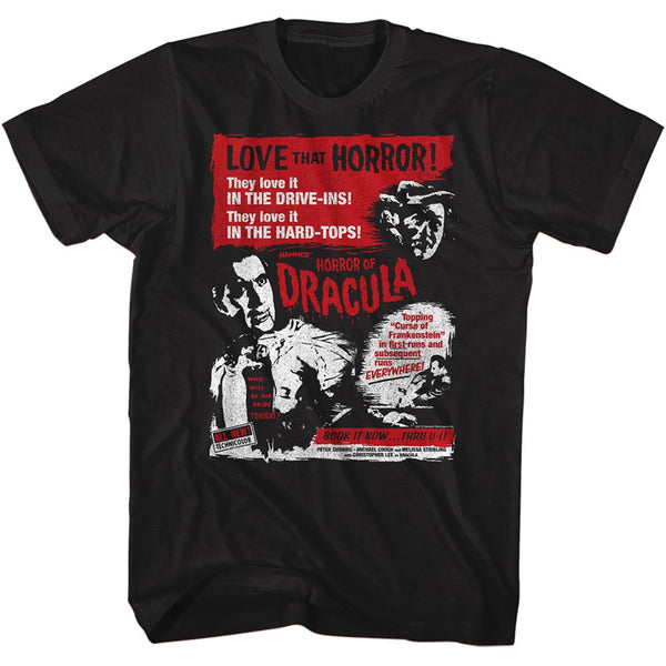 Hammer Horror - Love That Horror | Black S/S Adult T-Shirt | Clothing, Shoes & Accessories:Adult Unisex Clothing:T-Shirts - Coastline Mall
