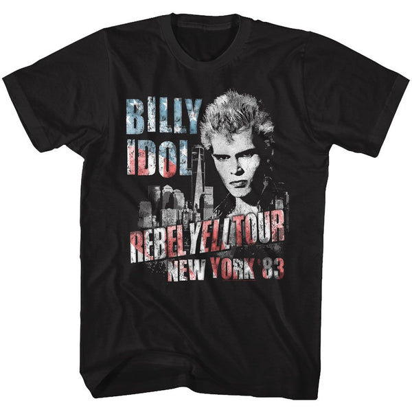Billy Idol-Ny 83 Flag-Ish-Black Adult S/S Tshirt - Coastline Mall