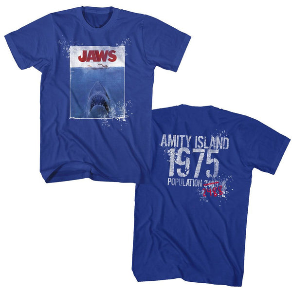 Jaws - 1975 | Royal S/S Front&Back Print Adult T-Shirt - Coastline Mall