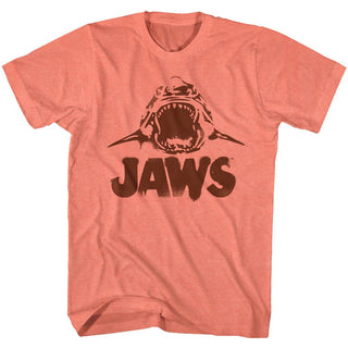 Jaws-Neon Jaws-Retro Coral Heather Adult S/S Tshirt - Coastline Mall