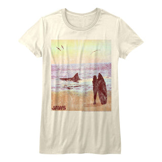Jaws-Surfside-Vintage White Ladies S/S Tshirt - Coastline Mall