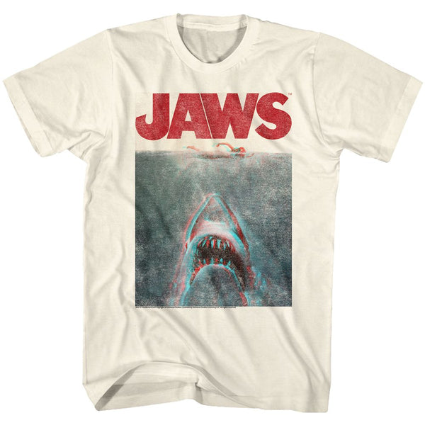 Jaws-In Terrifying 3D-Natural Adult S/S Tshirt - Coastline Mall