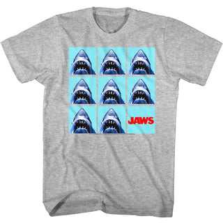Jaws-Undefeatable-Gray Heather Adult S/S Tshirt - Coastline Mall