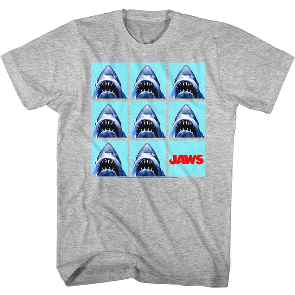 Jaws-Undefeatable-Gray Heather Adult S/S Tshirt - Coastline Mall