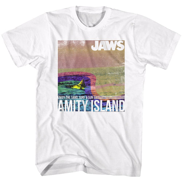 Jaws-Amity Island-White Adult S/S Tshirt - Coastline Mall
