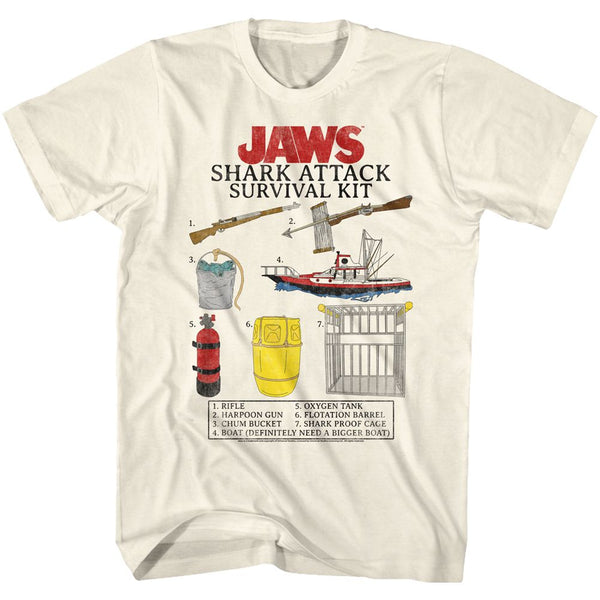Jaws-Survival Kit-Natural Adult S/S Tshirt - Coastline Mall