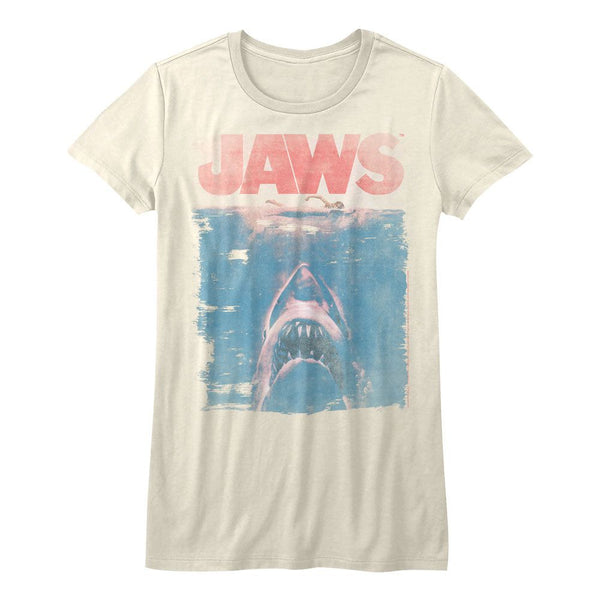 Jaws-Fade-Vintage White Ladies S/S Tshirt - Coastline Mall