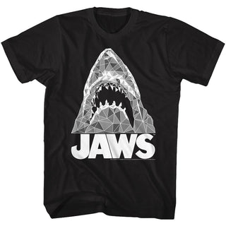 Jaws-Geometric Sharks-Black Adult S/S Tshirt - Coastline Mall
