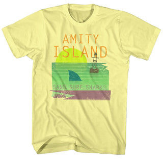 Jaws-Sandsurfsharks-Yellow Heather Adult S/S Tshirt - Coastline Mall
