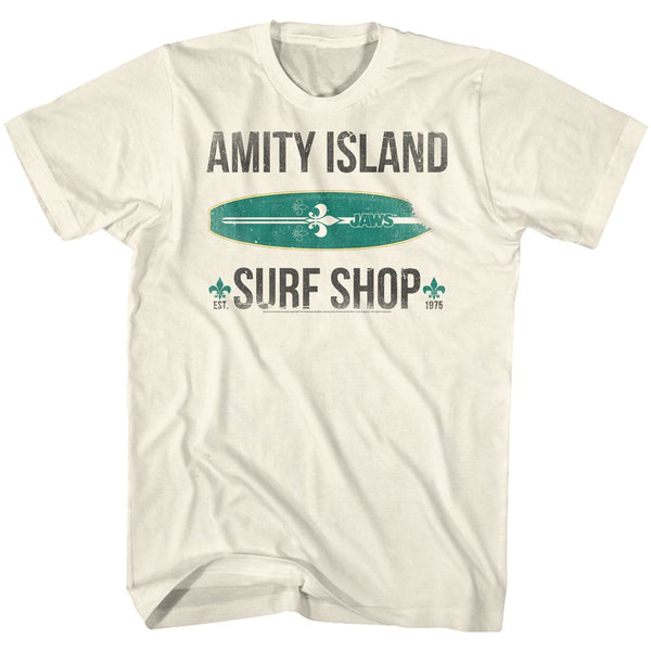 Jaws-Surf Shop-Natural Adult S/S Tshirt - Coastline Mall