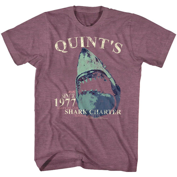 Jaws-Quints Charter-Vintage Maroon Heather Adult S/S Tshirt - Coastline Mall