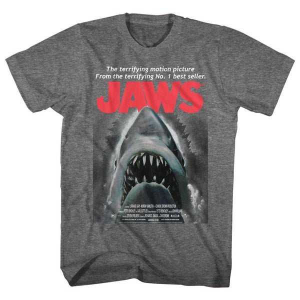 Jaws-Beware-Graphite Heather Adult S/S Tshirt - Coastline Mall