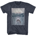 Jaws-Transparent-Navy Heather Adult S/S Tshirt - Coastline Mall