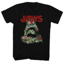 Jaws-Floral Shark-Black Adult S/S Tshirt - Coastline Mall
