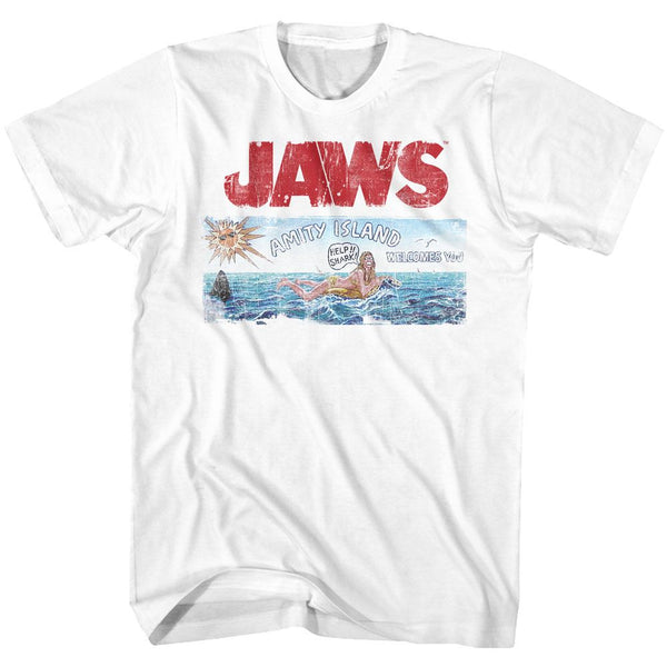 Jaws-Jaws Island-White Adult S/S Tshirt - Coastline Mall