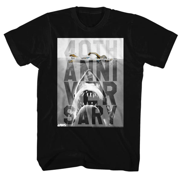 Jaws-40Th-Black Adult S/S Tshirt - Coastline Mall