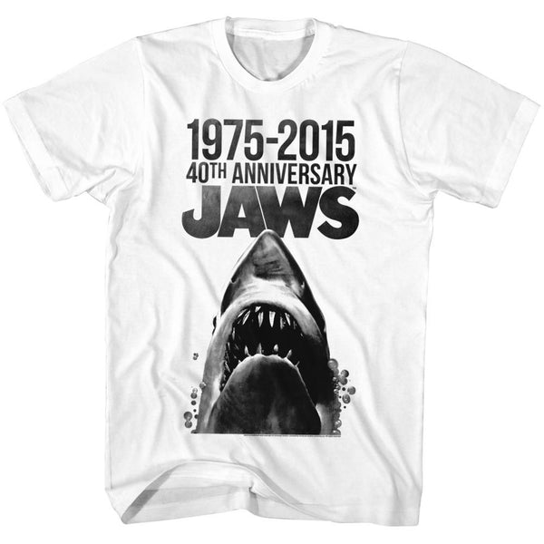 Jaws-40 Years-White Adult S/S Tshirt - Coastline Mall