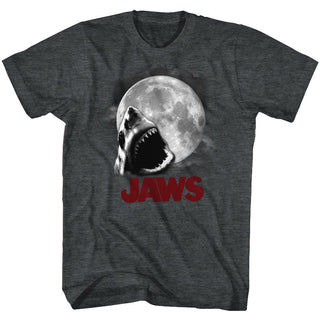 Jaws-Shark Moon-Black Heather Adult S/S Tshirt - Coastline Mall