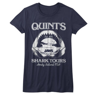 Jaws-Shark Tours-Navy Ladies S/S Tshirt - Coastline Mall