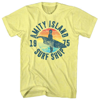 Jaws-Surfshop-Yellow Heather Adult S/S Tshirt - Coastline Mall