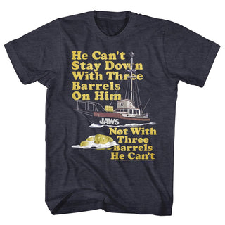 Jaws-70S Barrels-Navy Heather Adult S/S Tshirt - Coastline Mall