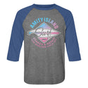 Jaws-Amity Island Reef-Premium Heather/Vintage Royal Adult 3/4 Sleeve Raglan - Coastline Mall