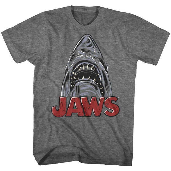 Jaws-Sketchy Shark-Graphite Heather Adult S/S Tshirt - Coastline Mall