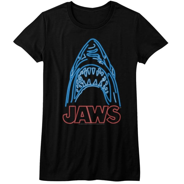 Jaws-Neon-Black Ladies S/S Tshirt - Coastline Mall