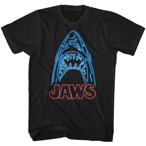 Jaws-Neon-Black Adult S/S Tshirt - Coastline Mall