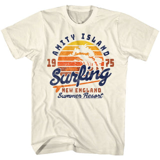 Jaws-Amity Surfing-Natural Adult S/S Tshirt - Coastline Mall